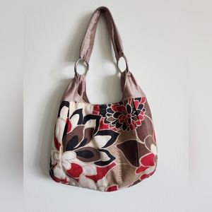 2 -1154 Lill studio bags, 1 fall floral and the other black & burgundy tapestry.